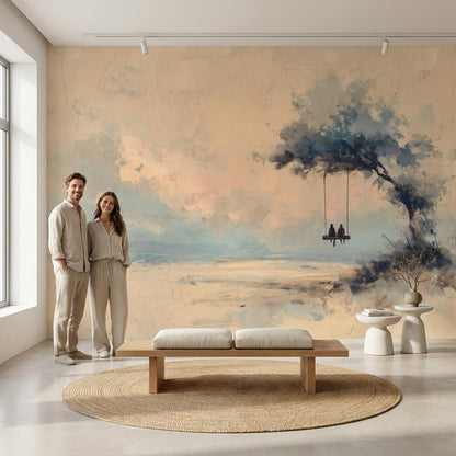 Minimalist Tree Wallpaper Abstract Dreamy Wall Mural