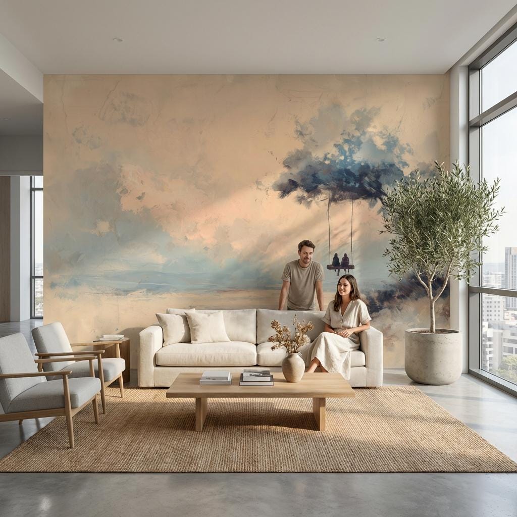 Minimalist Tree Wallpaper Abstract Dreamy Wall Mural
