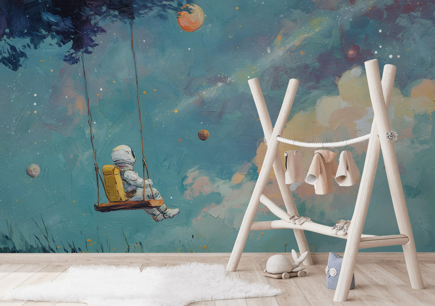 Astronaut Wallpaper Swing Cosmic Wall Mural