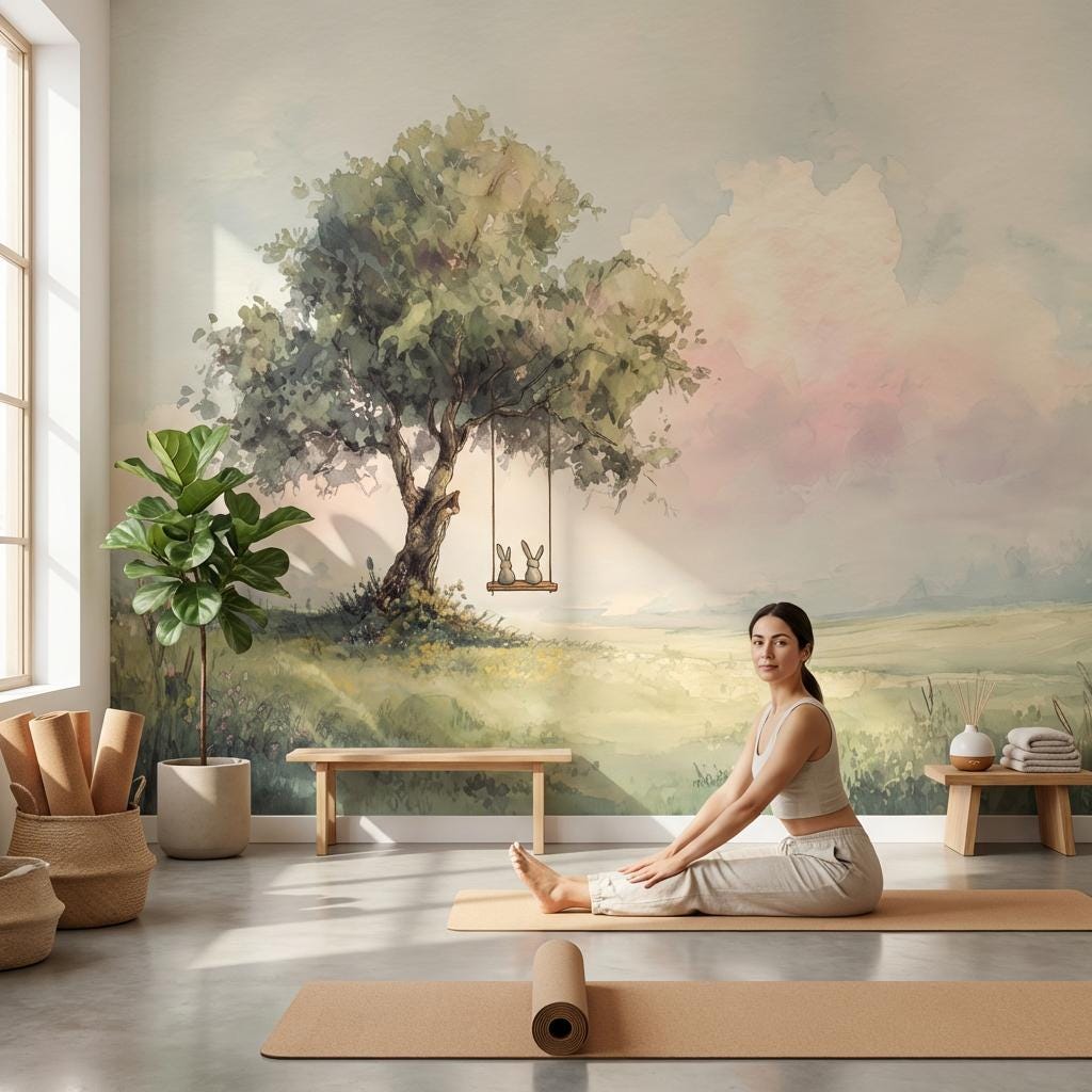 Watercolor Landscape Wallpaper Serene Nature Wall Mural