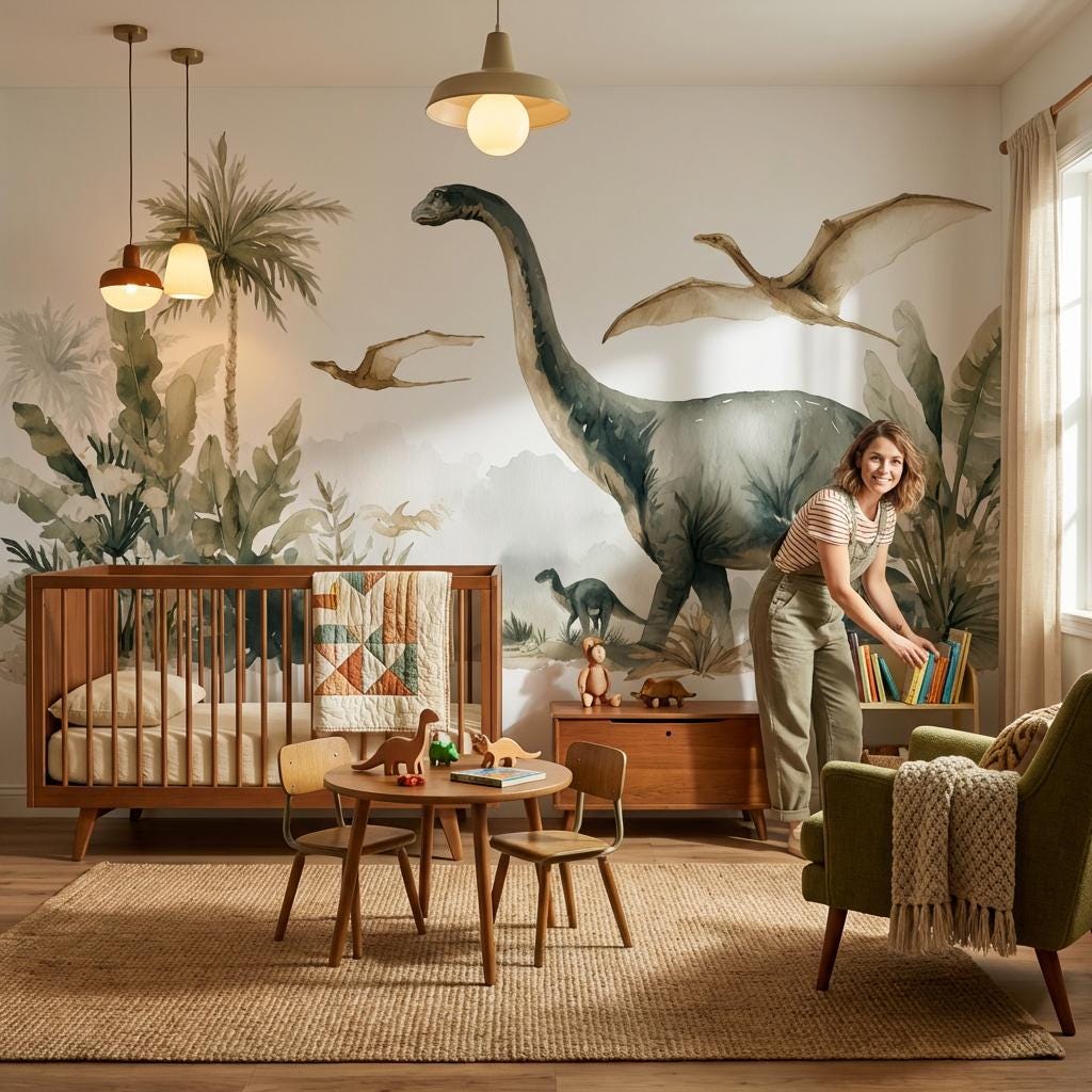 Shades Of Green Wallpaper Dinosaurs Tropical Wall Mural