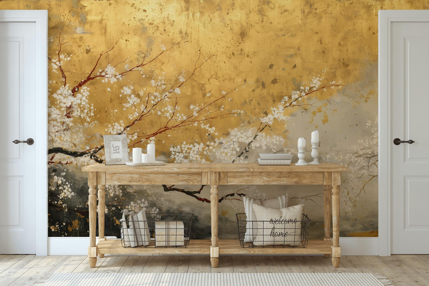 Floral Wallpaper Abstract Gold Wall Mural