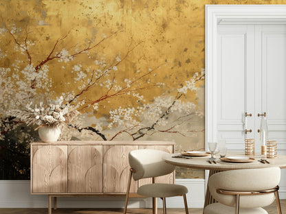 Floral Wallpaper Abstract Gold Wall Mural