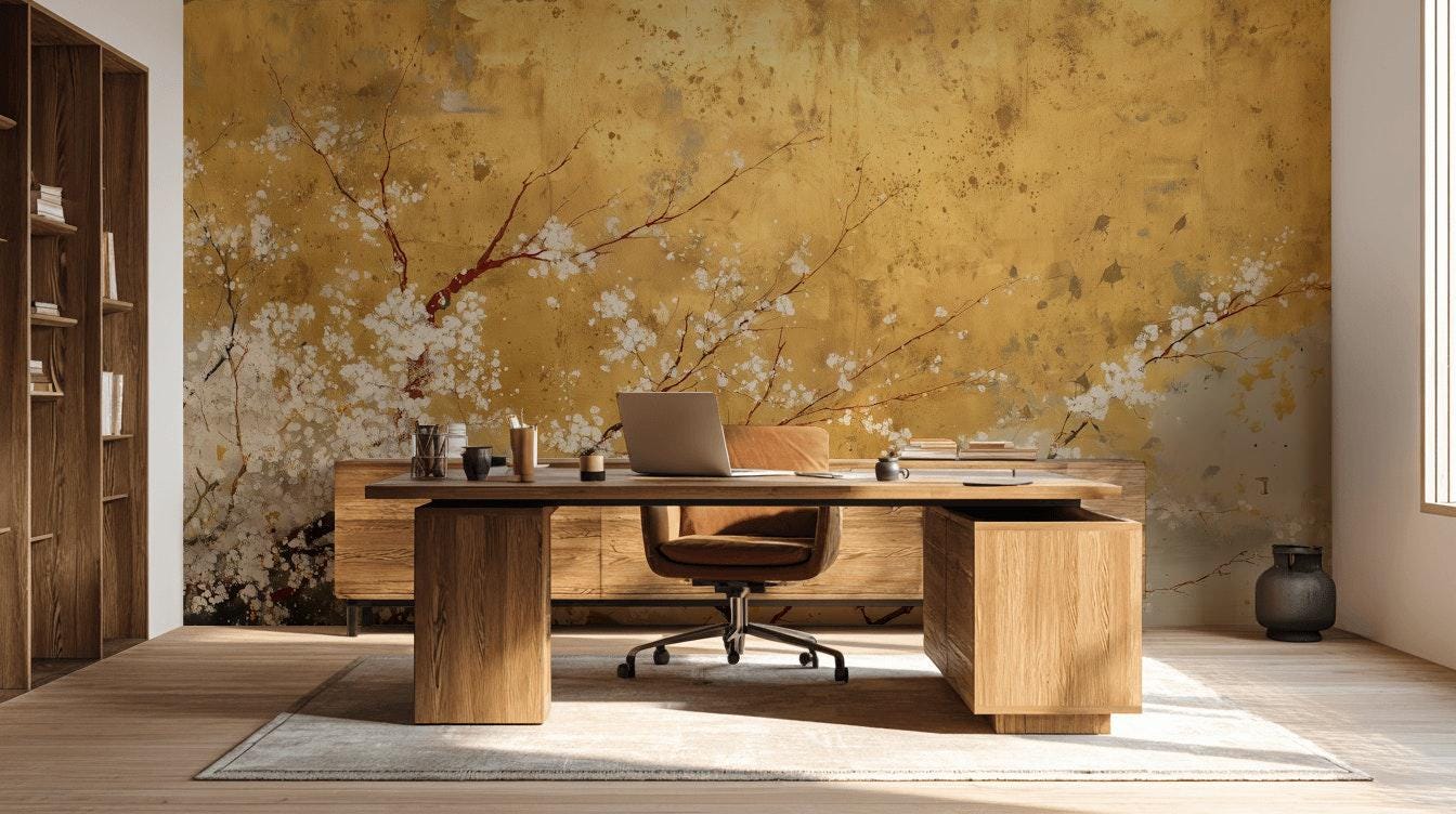 Floral Wallpaper Abstract Gold Wall Mural