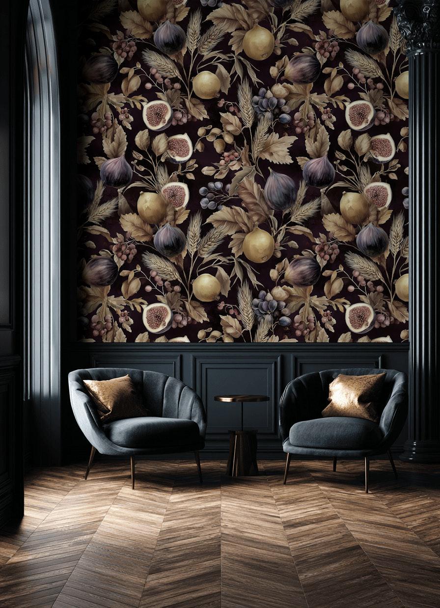 Vintage Wallpaper Botanical Fruits Wall Mural