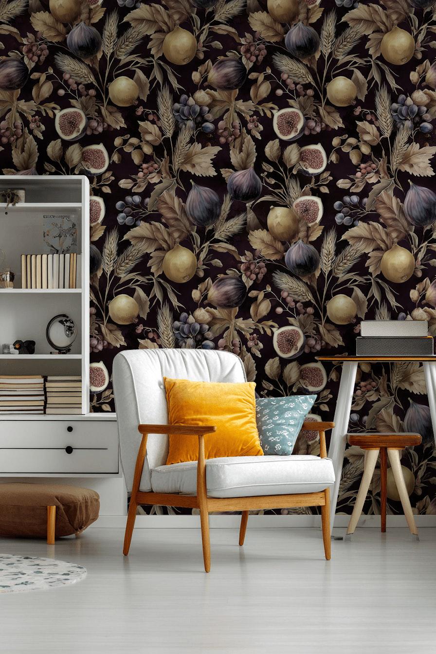 Vintage Wallpaper Botanical Fruits Wall Mural