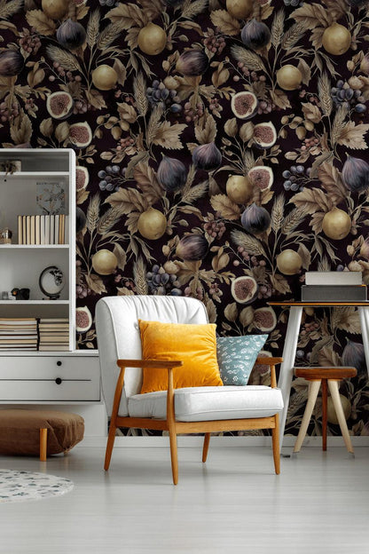 Vintage Wallpaper Botanical Fruits Wall Mural