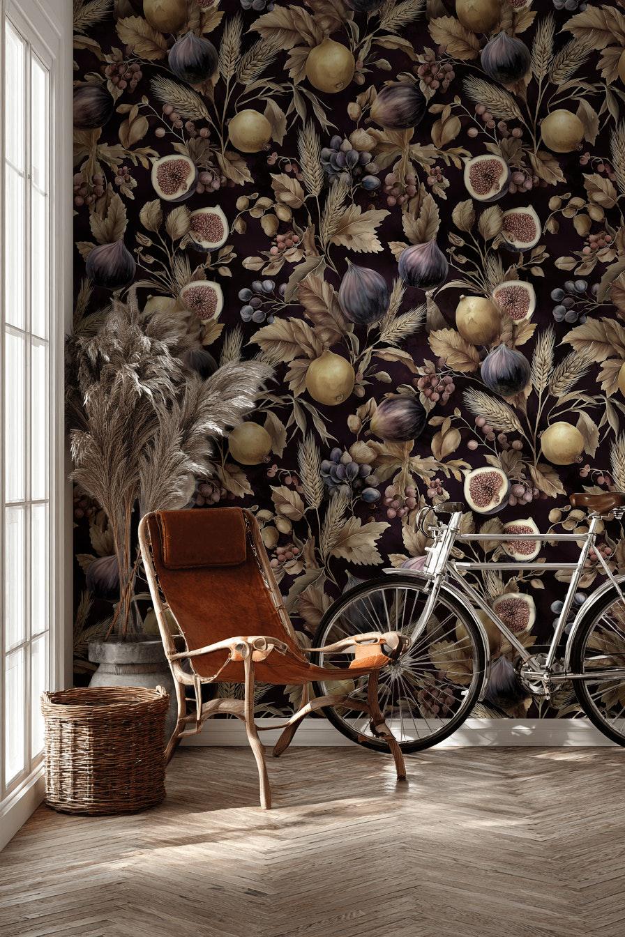 Vintage Wallpaper Botanical Fruits Wall Mural
