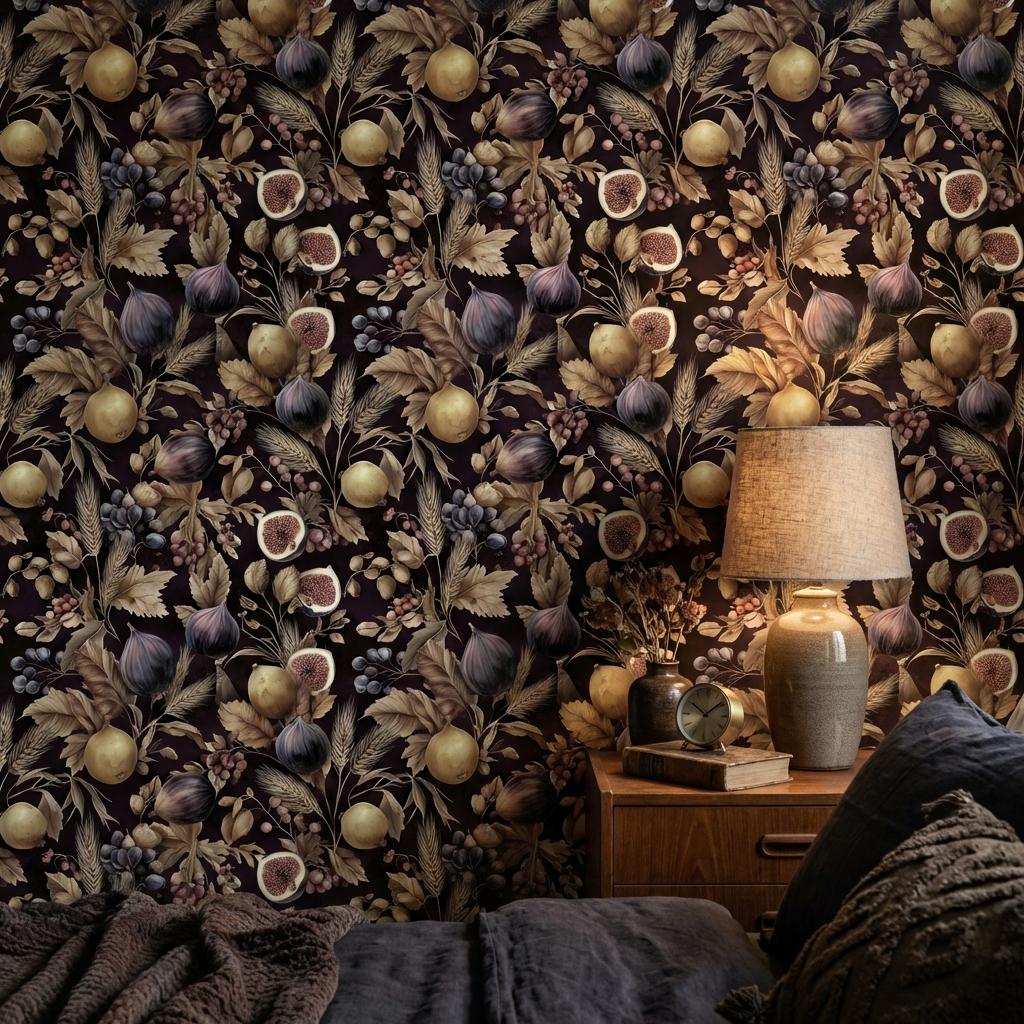 Vintage Wallpaper Botanical Fruits Wall Mural
