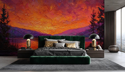 Sunset Wallpaper Landscape Abstract Wall Mural