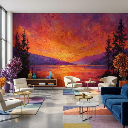 Sunset Wallpaper Landscape Abstract Wall Mural
