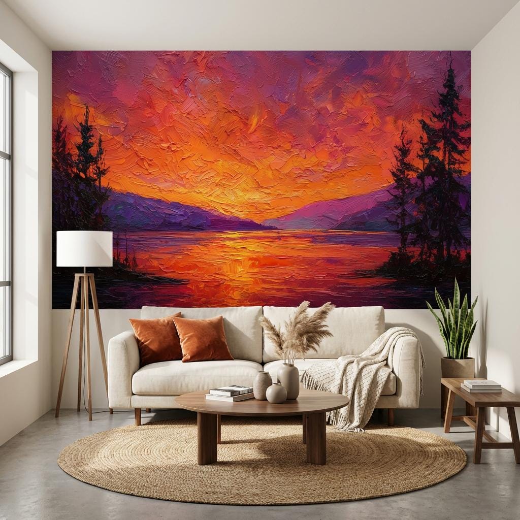 Sunset Wallpaper Landscape Abstract Wall Mural