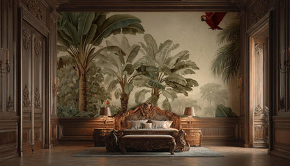Tropical Wallpaper Parrots Palm Trees Wall Mural