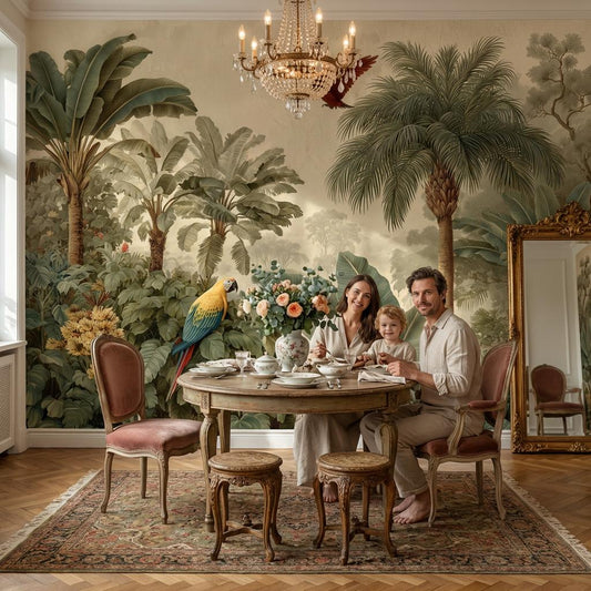 Tropical Wallpaper Parrots Palm Trees Wall Mural