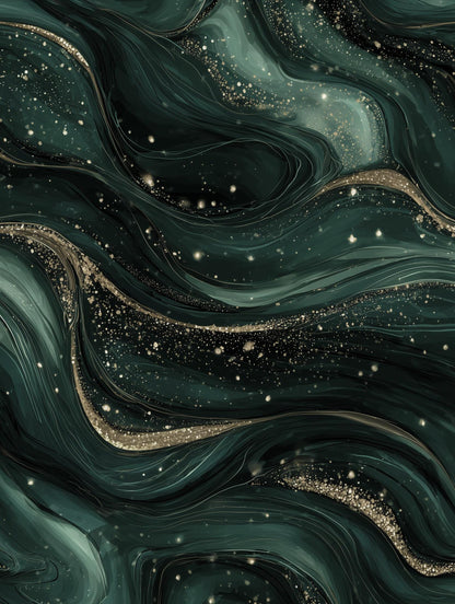 Abstract Wallpaper Gold Green Wall Mural