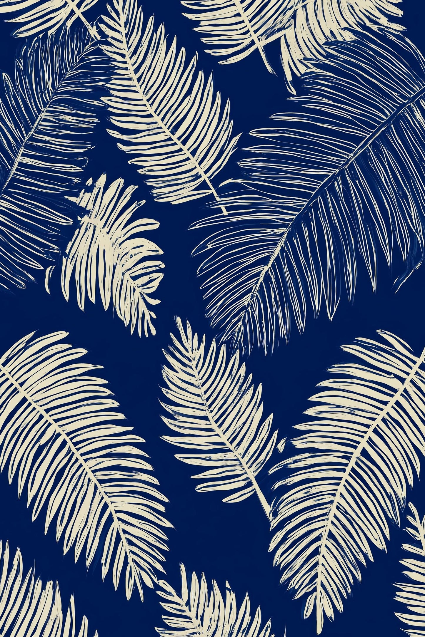 Tropical Wallpaper Palm Leaves Navy Wall Mural