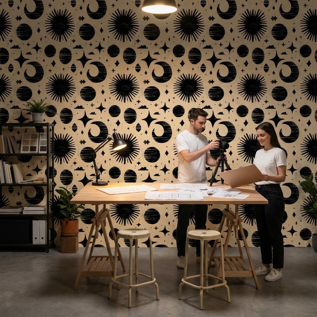 Geometric Wallpaper Abstract Celestial Wall Mural