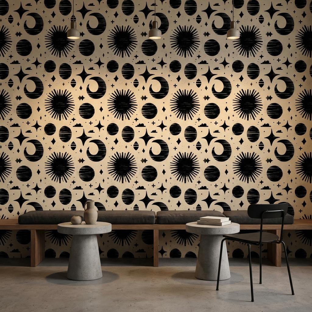 Geometric Wallpaper Abstract Celestial Wall Mural