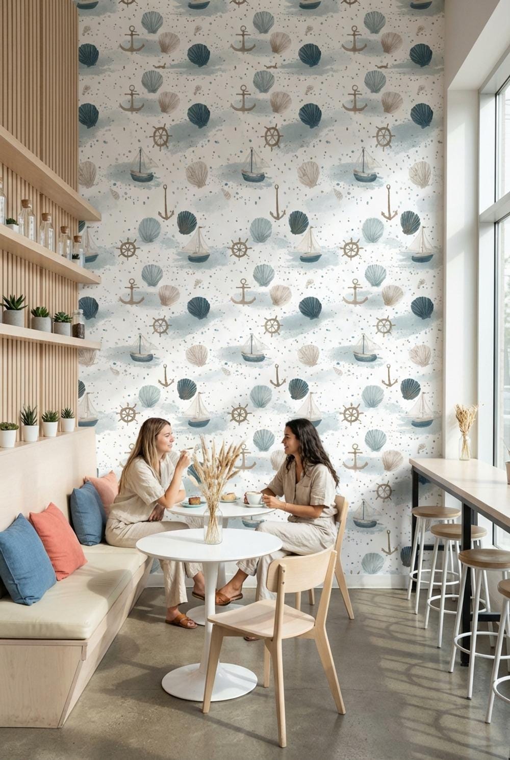 Abstract Pattern Wallpaper Nautical Ocean Wall Mural