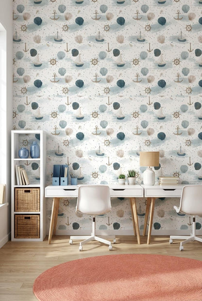 Abstract Pattern Wallpaper Nautical Ocean Wall Mural