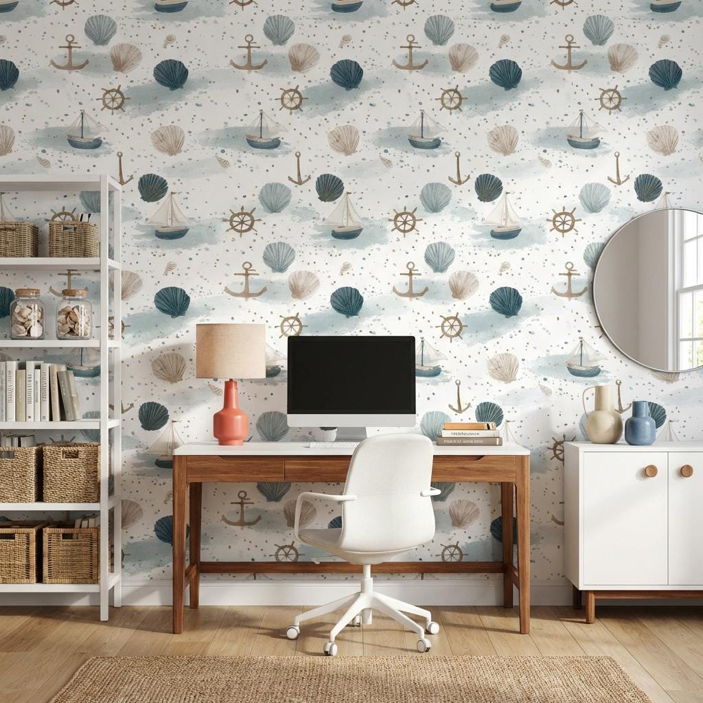 Abstract Pattern Wallpaper Nautical Ocean Wall Mural