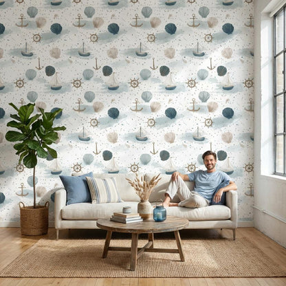 Abstract Pattern Wallpaper Nautical Ocean Wall Mural