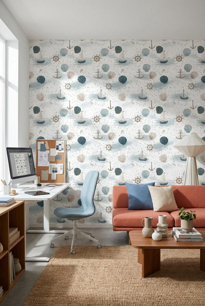 Abstract Pattern Wallpaper Nautical Ocean Wall Mural
