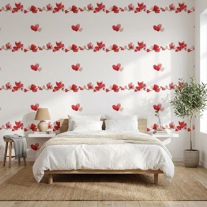White Background Wallpaper Floral Watercolor Wall Mural