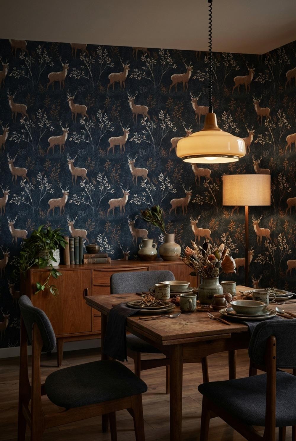 Deer Forest Wallpaper Vintage Rustic Wall Mural