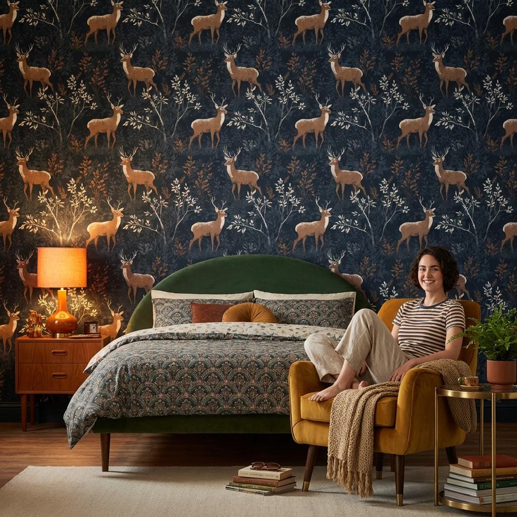 Deer Forest Wallpaper Vintage Rustic Wall Mural
