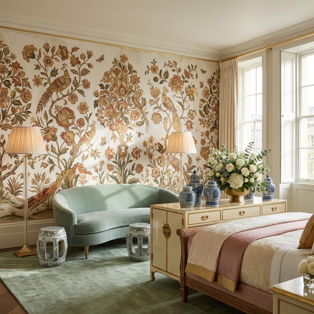 Vintage Floral Wallpaper Birds Traditional Wall Mural