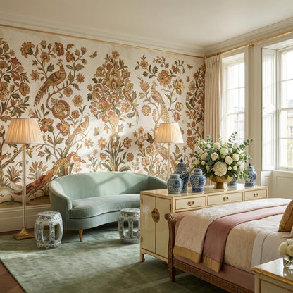 Vintage Floral Wallpaper Birds Traditional Wall Mural