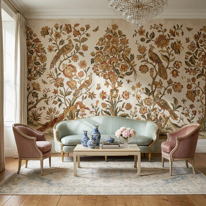 Vintage Floral Wallpaper Birds Traditional Wall Mural