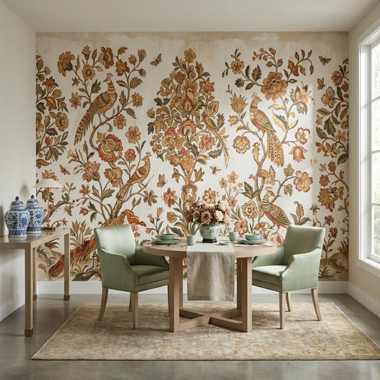 Vintage Floral Wallpaper Birds Traditional Wall Mural