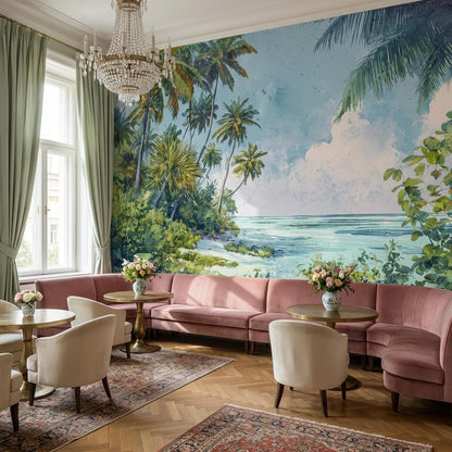Tropical Beach Wallpaper Palm Sea Wall Mural