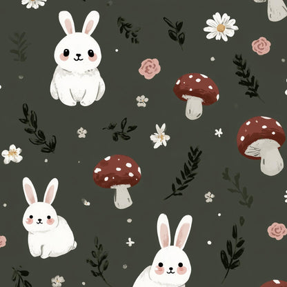 Bunnies Wallpaper Floral Whimsical Wall Mural