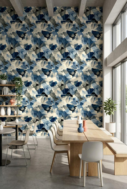 Abstract Wallpaper Blue Eclectic Wall Mural