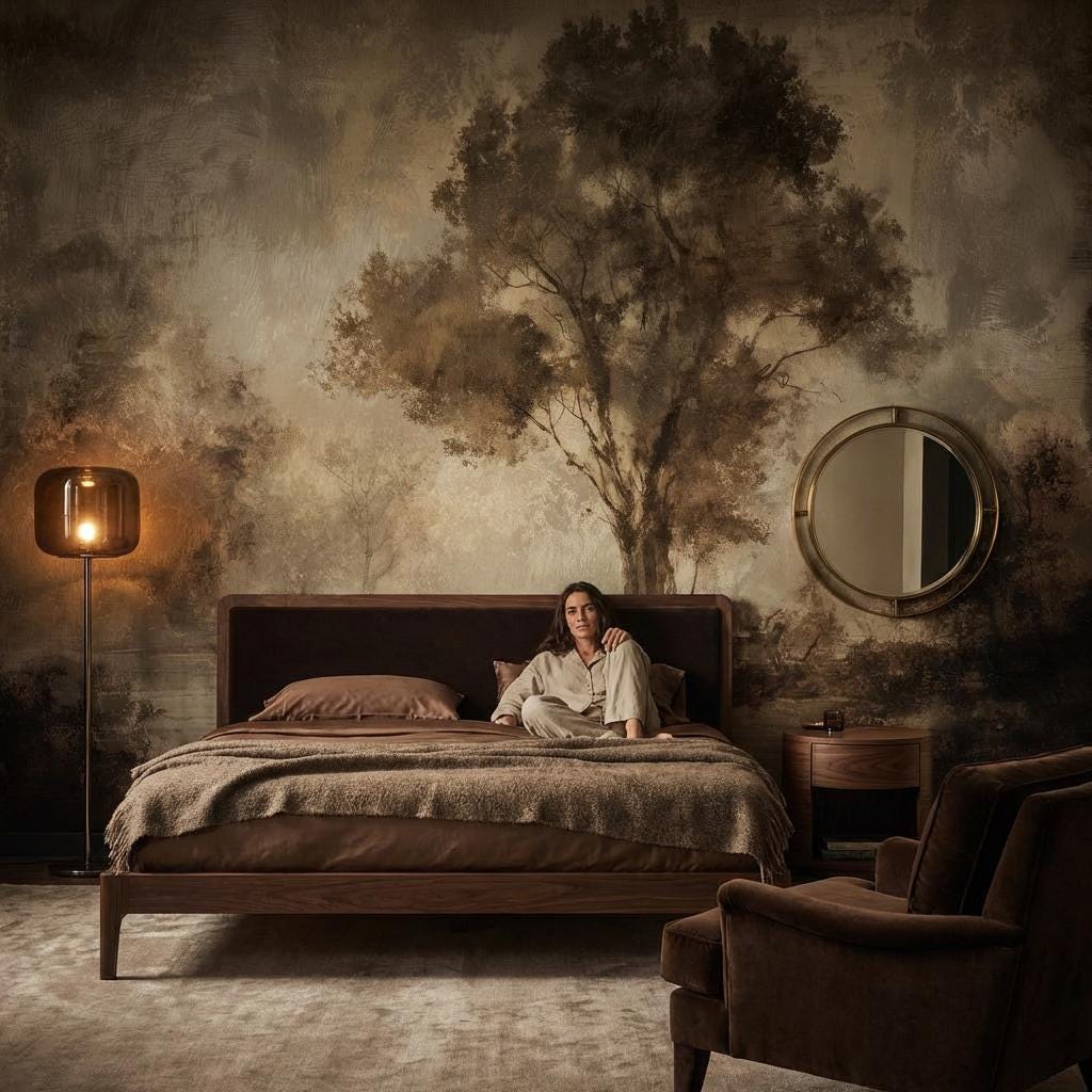Vintage Landscape Wallpaper Tree Serene Wall Mural