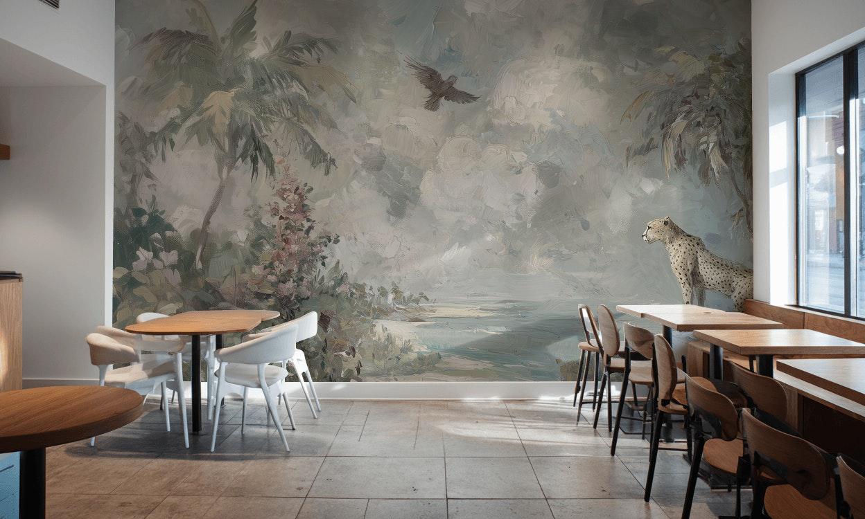 Tropical Cheetah Wallpaper Vintage Landscape Wall Mural