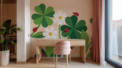 Clovers Wallpaper Minimalist Daisies Wall Mural