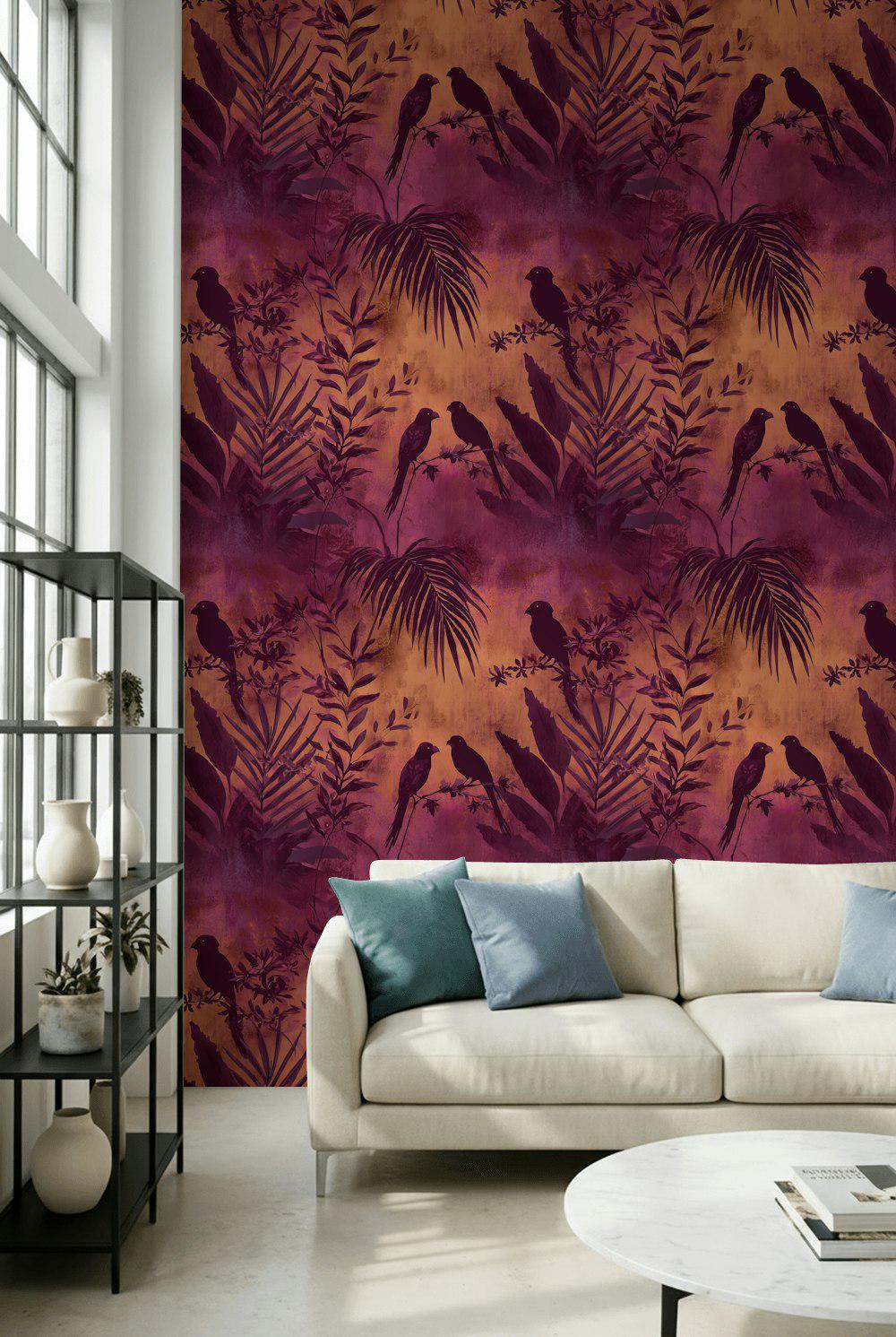 Birds Wallpaper Foliage Tropical Wall Mural