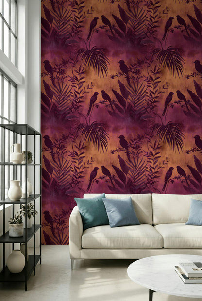 Birds Wallpaper Foliage Tropical Wall Mural