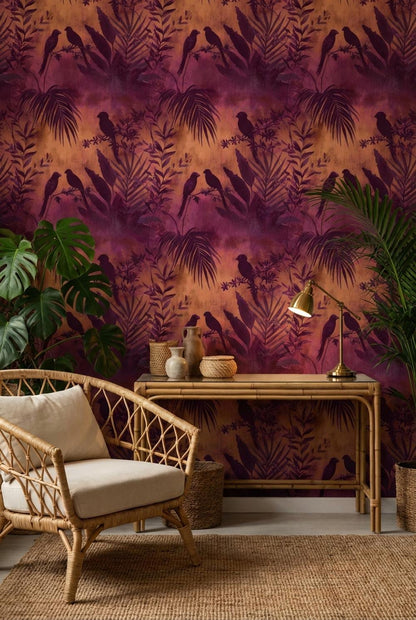 Birds Wallpaper Foliage Tropical Wall Mural