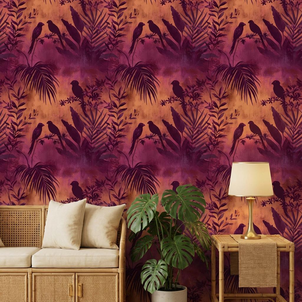 Birds Wallpaper Foliage Tropical Wall Mural