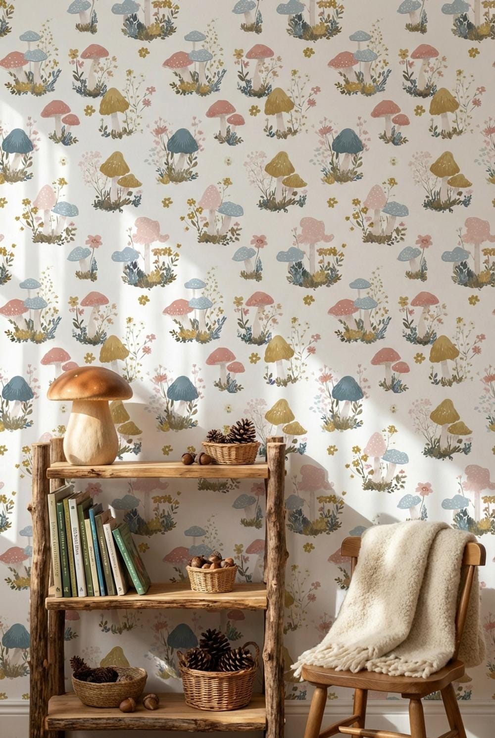 Mushrooms Wallpaper Floral Whimsical Wall Mural