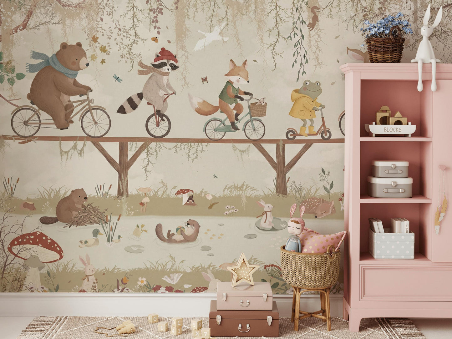 Whimsical Animals Wallpaper Vintage Nature Wall Mural