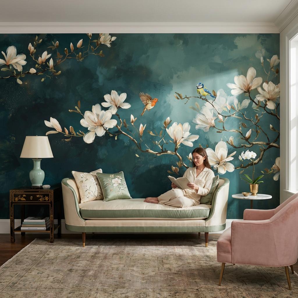 Magnolia Wallpaper Birds Nature Wall Mural