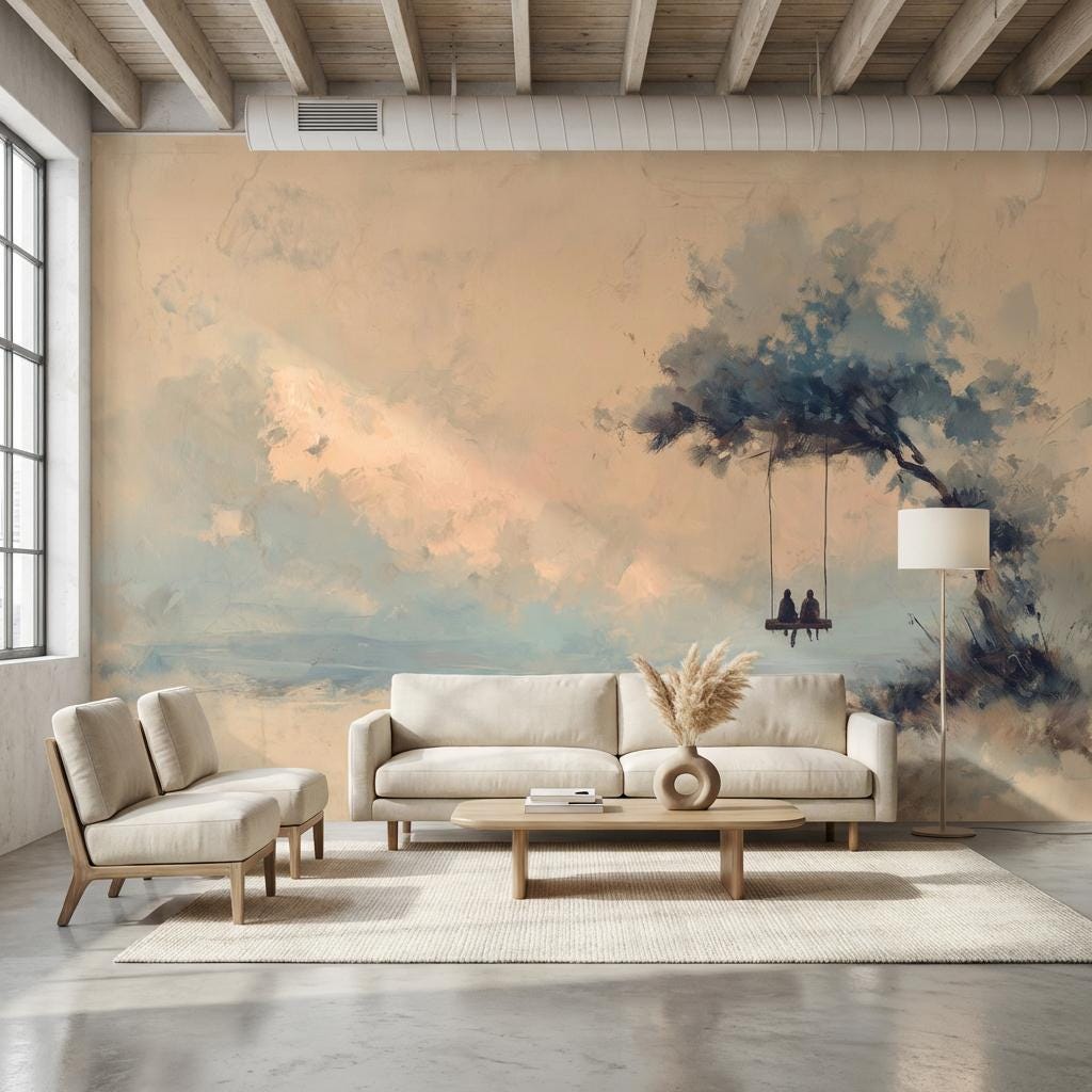 Minimalist Tree Wallpaper Abstract Dreamy Wall Mural