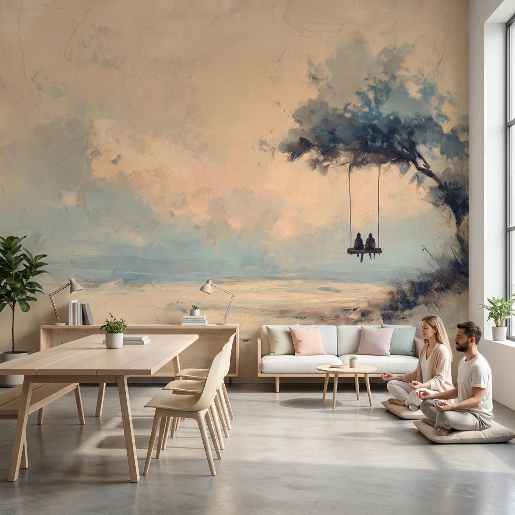 Minimalist Tree Wallpaper Abstract Dreamy Wall Mural