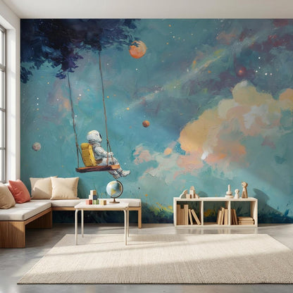 Astronaut Wallpaper Swing Cosmic Wall Mural